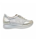 Womens Comfort Perfo Leather Sneakers Removable Insole Ellastic Laces 7252 White, By TuPié