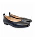 Womens Metallic Leather Flat Ballerinas Square Toe 12050 Black, by Casual
