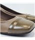 Womens Leather Low Heeled Ballerinas Patent Toe 14083 Taupe, by Casual