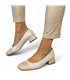 Womens Leather Low Heeled Ballerinas Patent Toe 14083 Beige, by Casual