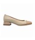 Womens Leather Low Heeled Ballerinas Patent Toe 14083 Beige, by Casual