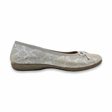 Womens Flat Ballerinas Bow Ornament Leather Insole 702 Silver, by Amelie
