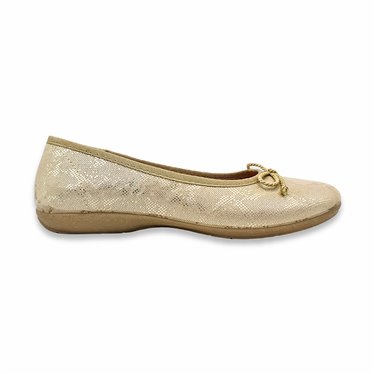 Womens Flat Ballerinas Bow Ornament Leather Insole 702 Platinum, by Amelie