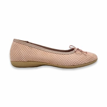 Womens Flat Ballerinas Bow Ornament Leather Insole 701 Pink, by Amelie