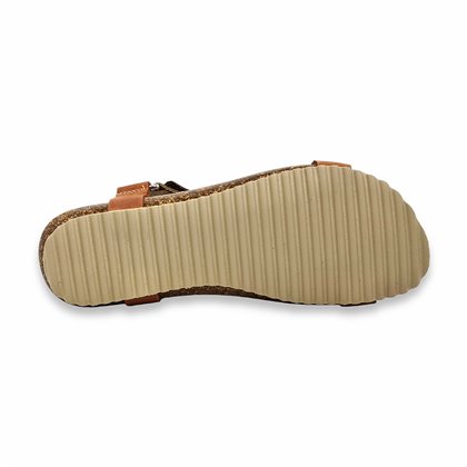 Woman Leather Flat Bio Sandals Velcro Padded Insole 879 Multileather, by Blusandal