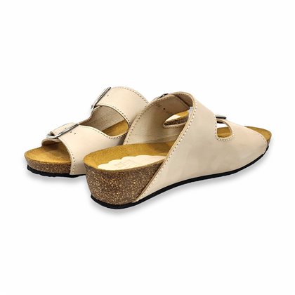Sandalias Bio Cuña Baja Mujer Piel Plantilla Acolchada 701BLU Arena, de Blusandal
