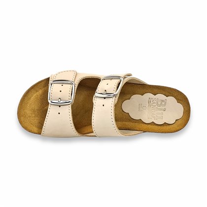 Sandalias Bio Cuña Baja Mujer Piel Plantilla Acolchada 701BLU Arena, de Blusandal