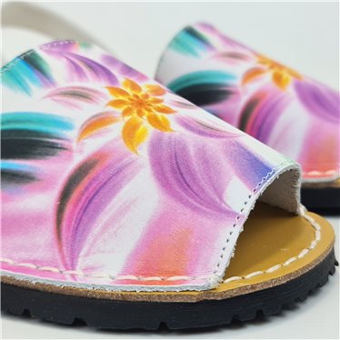 Avarcas Menorquinas Planas Mujer Piel Animal Print 512 Nude, de C.Ortuño