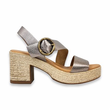 Womens Platform Leather Sandals Ultralight Padded Insole 16AE Taupe, by C. Ortuño