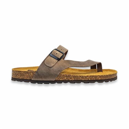Sandalias Esclava Bio Hombre Piel Plantilla Acolchada Corcho Y Piel 72602 Taupe, de Casual