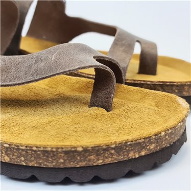 Sandalias Esclava Bio Hombre Piel Plantilla Acolchada Corcho Y Piel 72602 Taupe, de Casual
