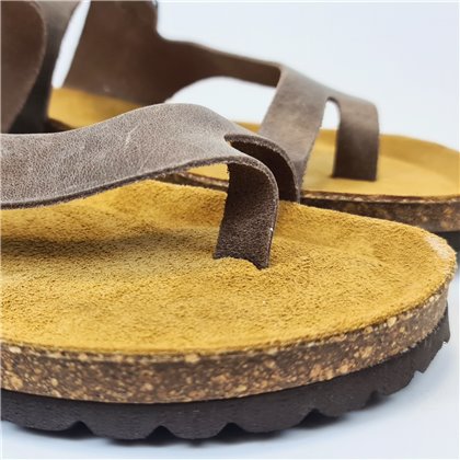 Sandalias Esclava Bio Hombre Piel Plantilla Acolchada Corcho Y Piel 72602 Taupe, de Casual