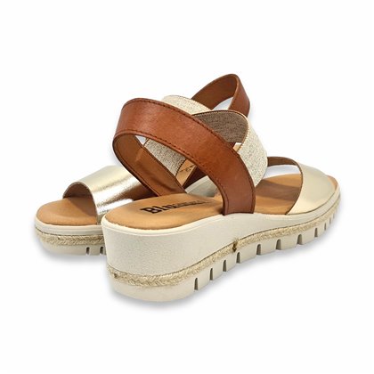Womens Leather Low Wedged Sandals Padded Insole and Ellastic Band 1260 Platinum, by BluSandal
