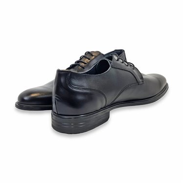 Men's Leather Derby Shoes Big Sizes Available Rubber Sole 14027 Black, by DJ Santa