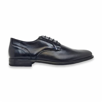 Men's Leather Derby Shoes Big Sizes Available Rubber Sole 14033 Black, by Diprieto