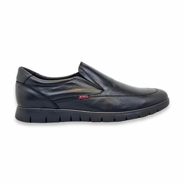 Men's Leather Slip-on Shoes Big Sizes Available Rubber Sole 13361 Black, by DJ Santa