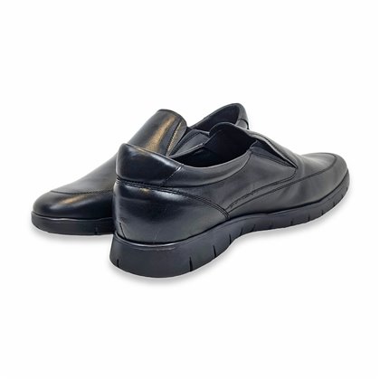 Men's Leather Slip-on Shoes Big Sizes Available Rubber Sole 13361 Black, by DJ Santa