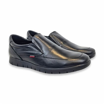 Men's Leather Slip-on Shoes Big Sizes Available Rubber Sole 13361 Black, by DJ Santa