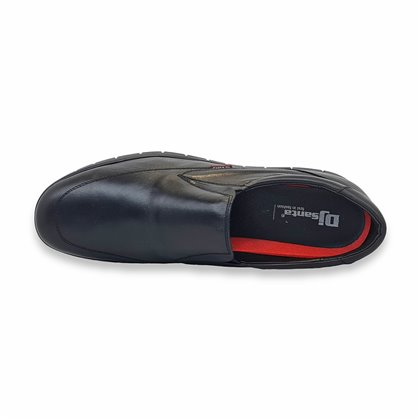 Men's Leather Slip-on Shoes Big Sizes Available Rubber Sole 13361 Black, by DJ Santa