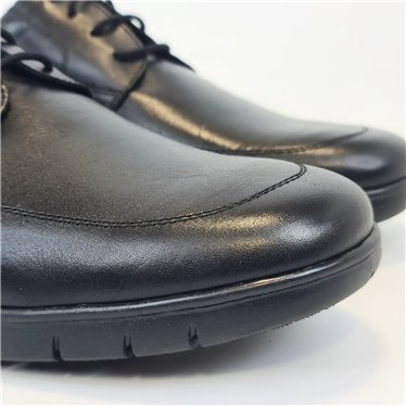 Men's Leather Lace-Up Shoes Big Sizes Available Rubber Sole 12492 Black, by DJ Santa