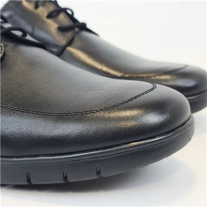 Men's Leather Lace-Up Shoes Big Sizes Available Rubber Sole 12492 Black, by DJ Santa