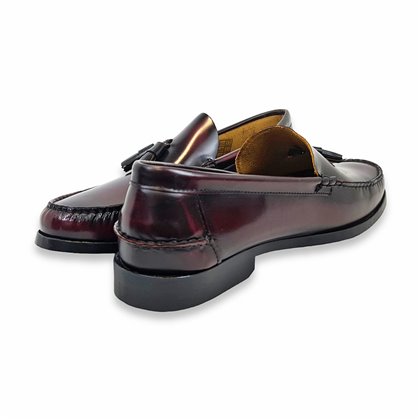 Men's Leather Tasseled Loafers Big Sizes Available Rubber Sole 14029 Burgundy, by DJ Santa