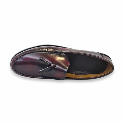 Men's Leather Tasseled Loafers Big Sizes Available Rubber Sole 14029 Burgundy, by DJ Santa