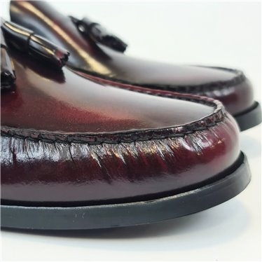 Men's Leather Tasseled Loafers Big Sizes Available Rubber Sole 14029 Burgundy, by DJ Santa