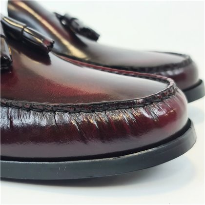Men's Leather Tasseled Loafers Big Sizes Available Rubber Sole 14029 Burgundy, by DJ Santa