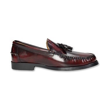 Men's Leather Tasseled Loafers Big Sizes Available Rubber Sole 14029 Burgundy, by DJ Santa