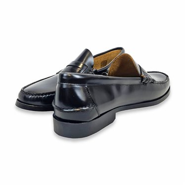 Men's Leather Penny Loafers Big Sizes Available Rubber Sole 14026 Black, by DJ Santa