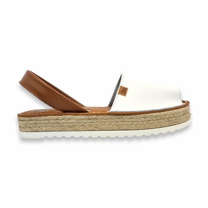 Woman Leather Menorcan Sandals Esparto Sole 9201 White, by C. Ortuño