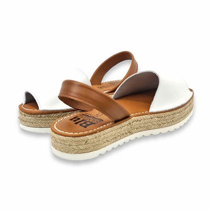 Woman Leather Menorcan Sandals Esparto Sole 9201 White, by C. Ortuño