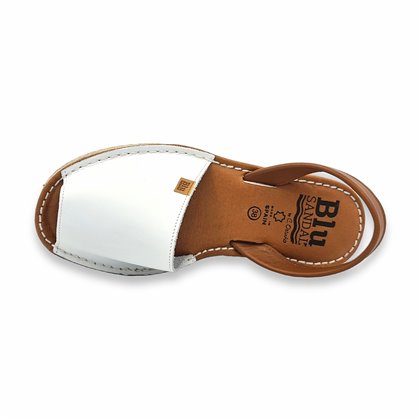 Woman Leather Menorcan Sandals Esparto Sole 9201 White, by C. Ortuño