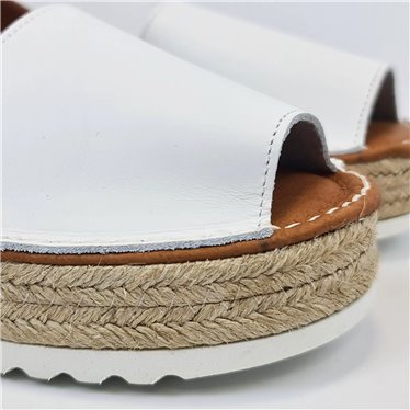 Woman Leather Menorcan Sandals Esparto Sole 9201 White, by C. Ortuño