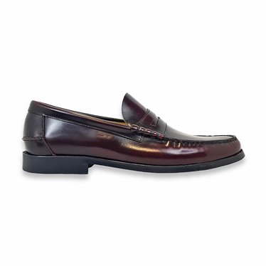 Men's Leather Penny Loafers Big Sizes Available Rubber Sole 14026 Burgundy, by DJ Santa