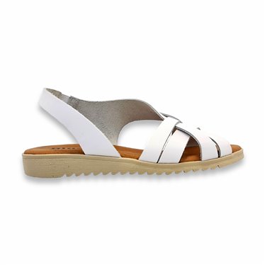 Womens Low Wedge Sandals with Padded Insole 24925 White, by Blusandal