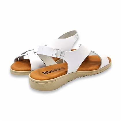 Sandalias Cuña Baja Mujer Piel Plantilla Acolchada 24925 Blanco, de Blusandal