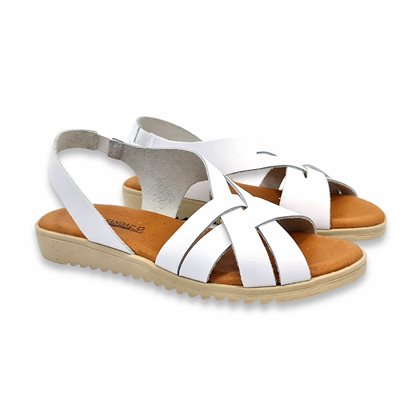 Sandalias Cuña Baja Mujer Piel Plantilla Acolchada 24925 Blanco, de Blusandal