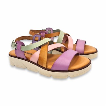 Womens Low Wedge Sandals with Padded Insole 24106 Multicolour, by Blusandal
