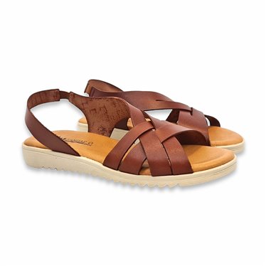 Womens Low Wedge Sandals with Padded Insole 24925 Leatherl, by Blusandal