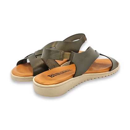 Womens Low Wedge Sandals with Padded Insole 24925 Green, by Blusandal