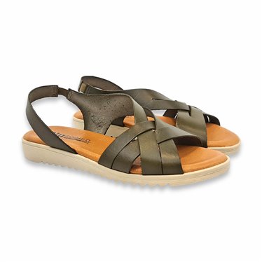 Womens Low Wedge Sandals with Padded Insole 24925 Green, by Blusandal