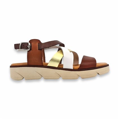 Sandalias Cuña Baja Mujer Piel Plantilla Acolchada 24106 Multicuero, de Blusandal