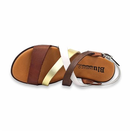 Sandalias Cuña Baja Mujer Piel Plantilla Acolchada 24106 Multicuero, de Blusandal