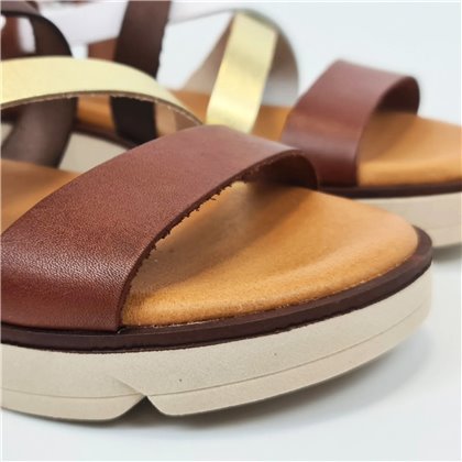 Sandalias Cuña Baja Mujer Piel Plantilla Acolchada 24106 Multicuero, de Blusandal