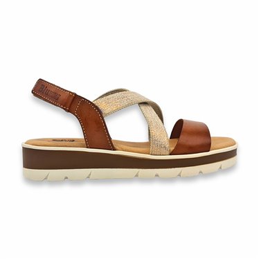 Womens Low Wedged Leathe Sandals with Elastic Straps Velcro Padded Insole 21501 Leather by Blusandal