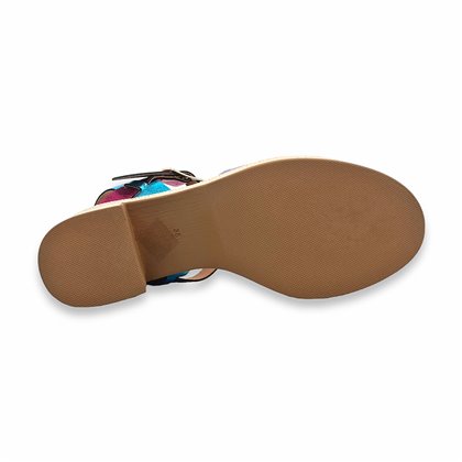 Womens Platform Leather Sandals Padded Insole 14543 Multicolour, by Blusandal