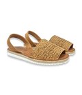 Avarcas Menorquinas Planas Mujer Piel Y Rafia Plantilla Acolchada 15550 Cuero, de C. Ortuño