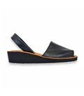 Womens Leather Wedge Menorcan Sandals Padded Insole 2211 Black, by C. Ortuño